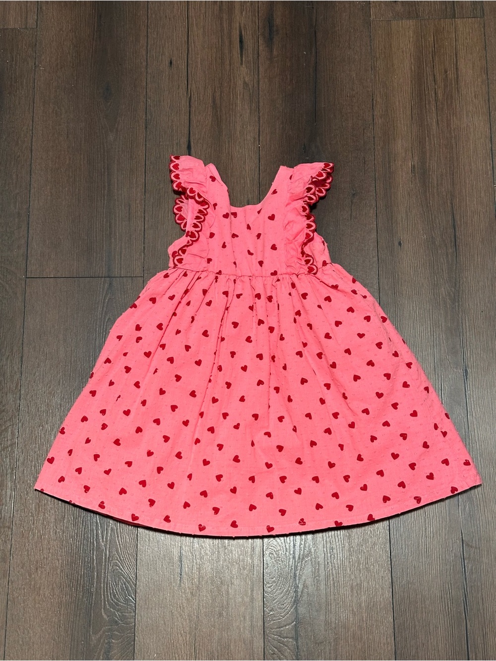 Isaac Mizrahi Pink Dress with Red Heart Print and Ruffle Shoulders